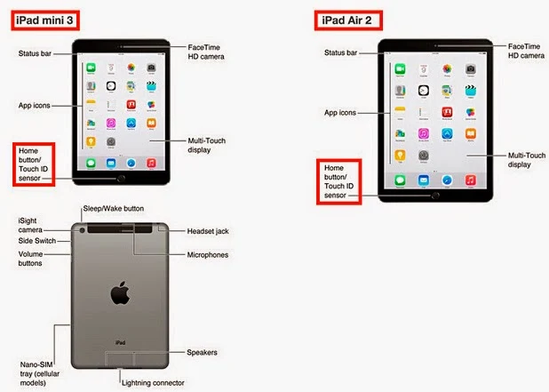 iPad Air 2和iPad Mini 3都有Touch ID指纹识别